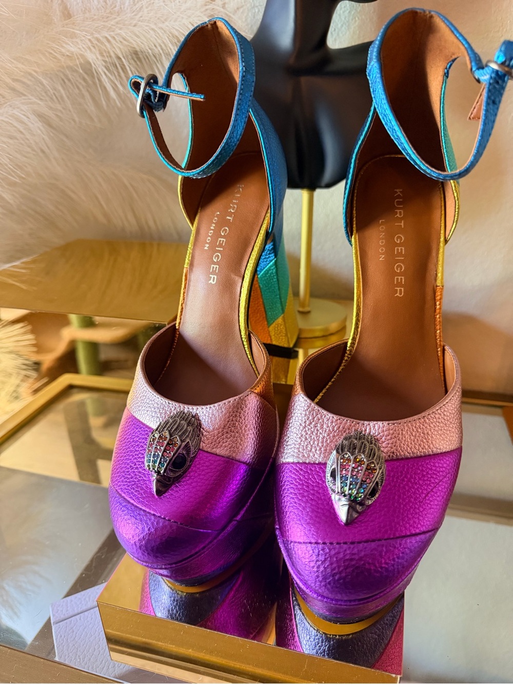 Kurt Geiger Multicolor Metallic Platform Sandals - Picture 8 of 12